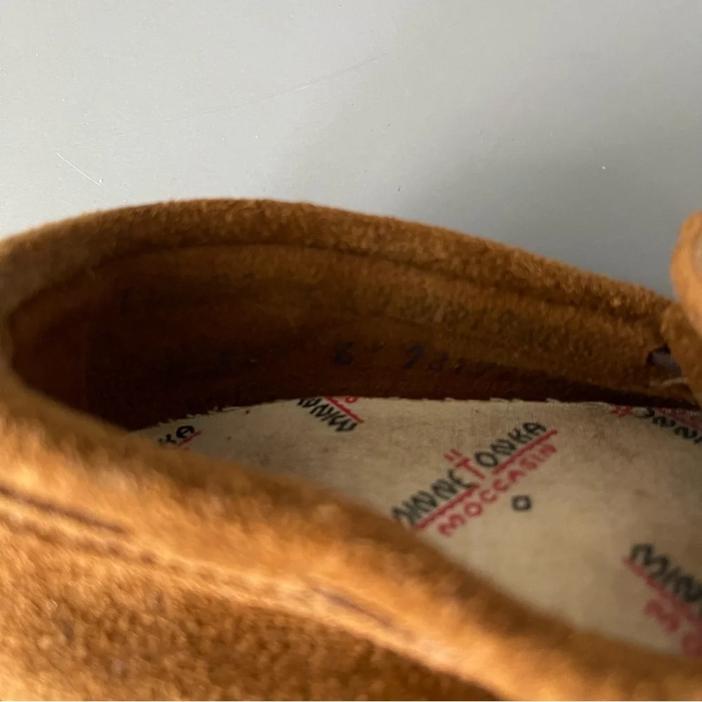 Minnetonka Toddler Leather Vintage Moccasins 6 Brown Slip On Comfort Boho Navajo